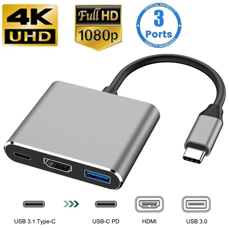 USB C HUB 3in1 Tipe C 3.0 Ke S - Hdmi Adapter Tablet ulasan dan harga
