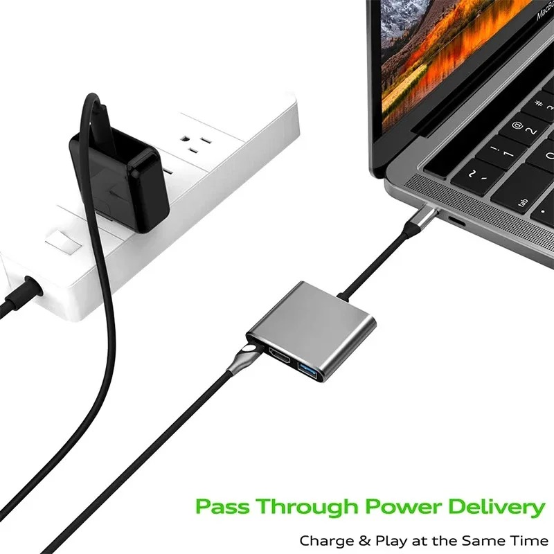 USB C HUB 3in1 Tipe C 3.0 Ke S - Hdmi Adapter Tablet ulasan dan harga