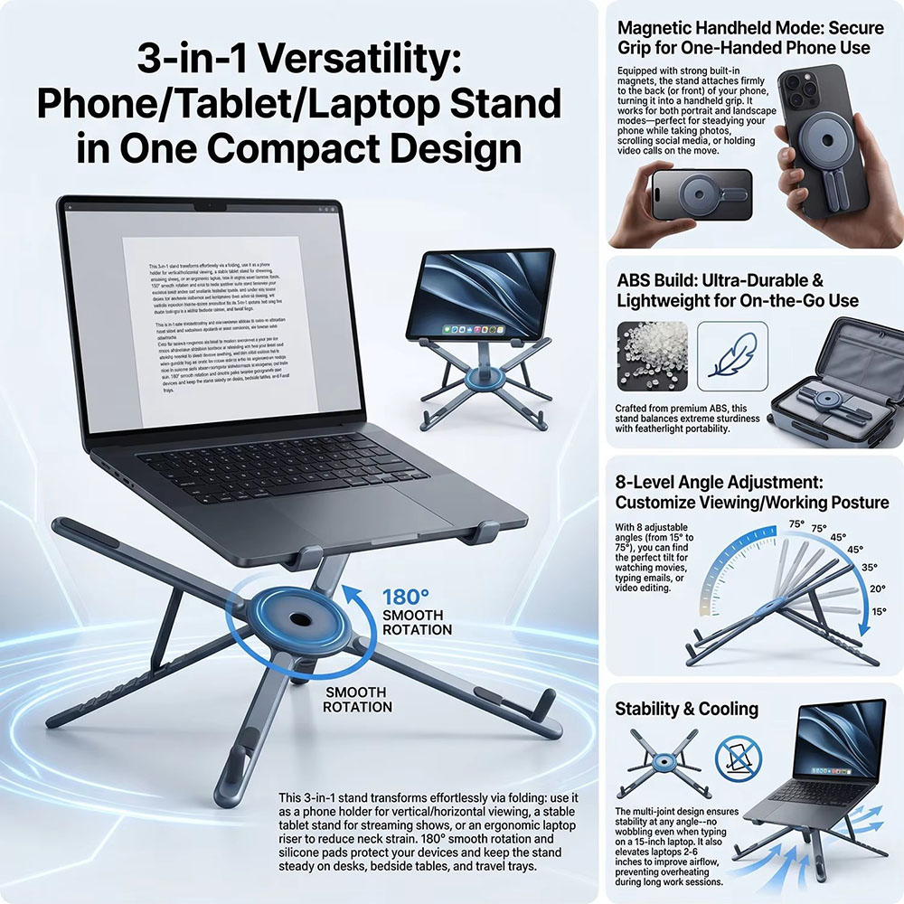Penyangga Ponsel Magnetik Port - Essential Tablet Accessories ulasan dan harga